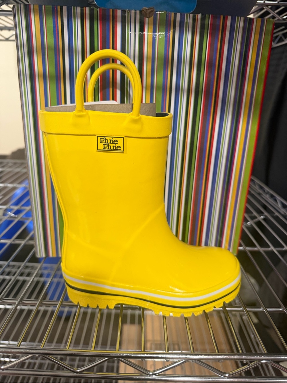 Pluie Pluie Unisex Kids Classic Yellow Rubber Rain Boots With handle Size 8 M US